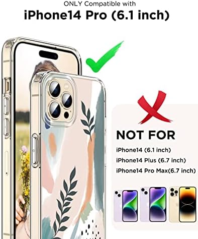 Noyabox iPhone 14 Pro Esetben a Nők, [a képernyővédő] Slim Fit Bohém Virágos Design Aranyos iPhone 14