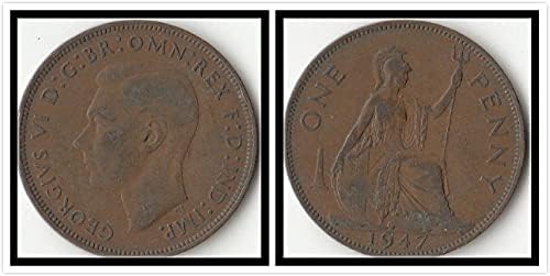 Európai Brit Penny 1 Érme George 6 Év, KM Random Szállítási Külföldi Érme Gyűjtemény