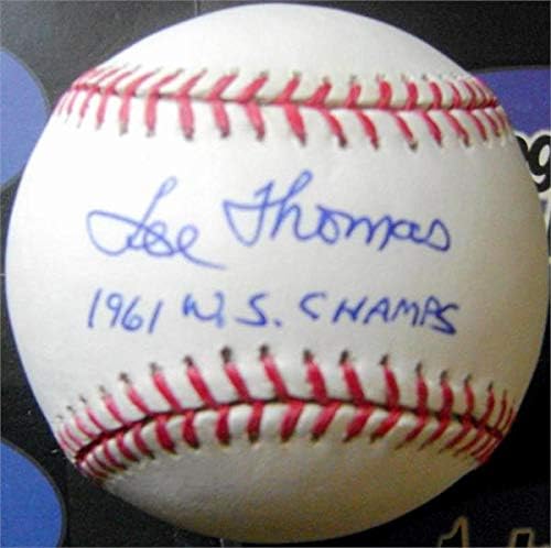 Autogramot Raktár 622555 Lee Thomas Dedikált Baseball - Olvasható 1961 WS Champs OMLB New York Yankees
