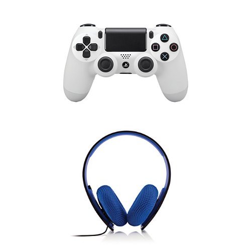 DualShock 4 Vezeték Nélküli Kontroller (Fehér) + PlayStation Ezüst Vezetékes Sztereó Headset