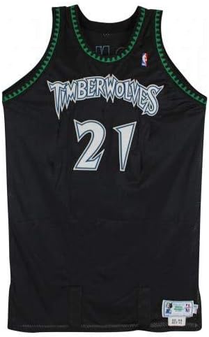Timberwolves Kevin Garnett Aláírt 1998 Játék Használt Starter Fekete Jersey Steiner - Dedikált NBA Mezek