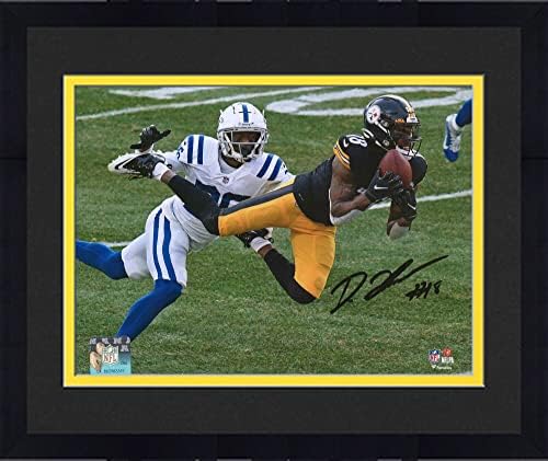 Keretes Diontae Johnson Pittsburgh Steelers Dedikált 8 x 10 Ugrott Fénykép - Dedikált NFL-Fotók